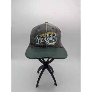 Vintage Green Bay Packers Modern Hat Snapback Grey Leather Brim NFL Made in USA